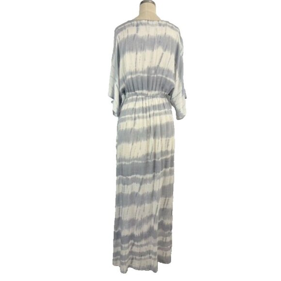 Surf Gypsy Faux Wrap Dress Womens Medium Blue Tie Dye Maxi Swim Cover up Beach - Picture 4 of 11